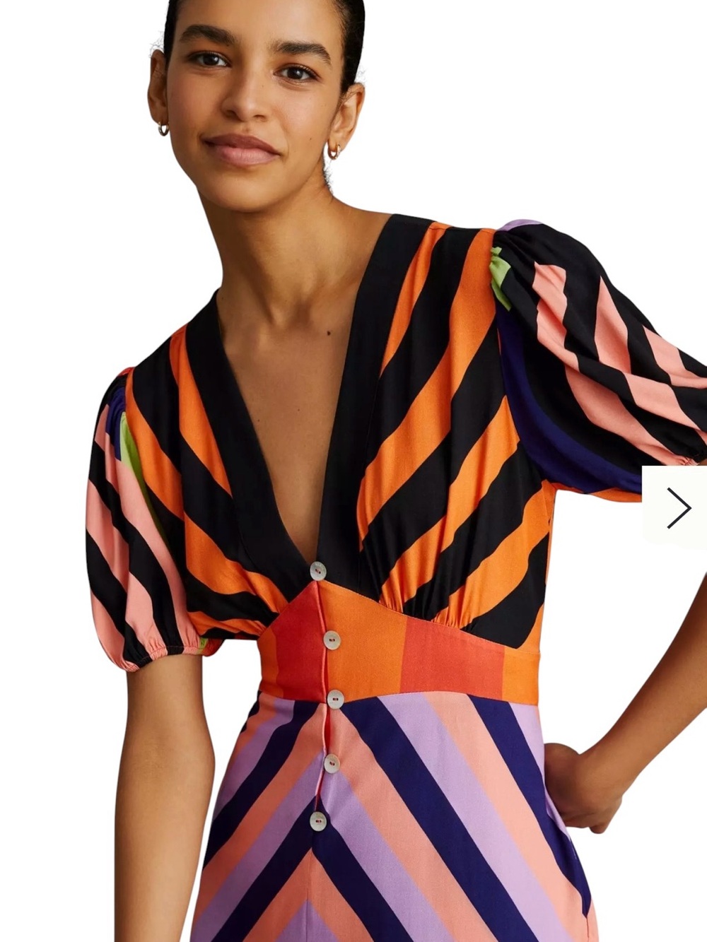 FARM Rio Deep V Wide Leg Jumpsuit Colorful Geometric Button Front Pockets Sz XS - Picture 6 of 13